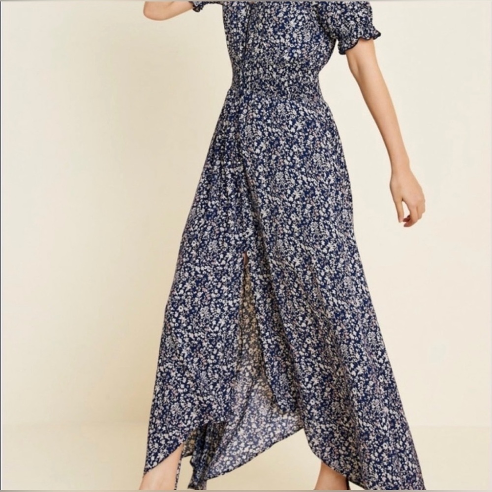 Hayden Navy Floral Maxi Dress with Cream Accents - Picture 4 of 15